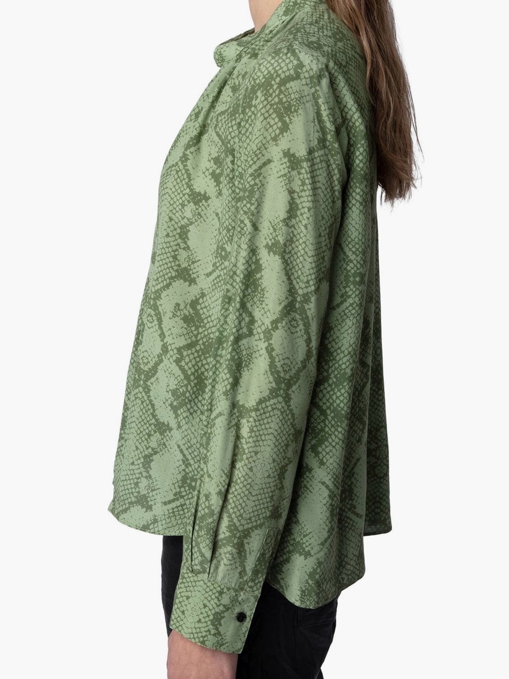 Zadig & Voltaire Tink Python Print Popover Blouse Green Size M π - Picture 5 of 11